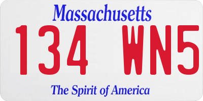 MA license plate 134WN5