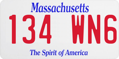 MA license plate 134WN6