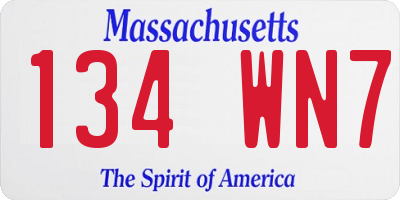 MA license plate 134WN7