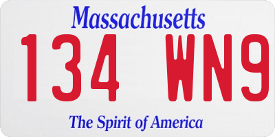 MA license plate 134WN9