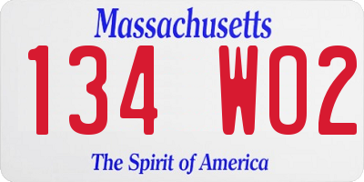 MA license plate 134WO2