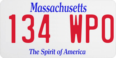 MA license plate 134WP0