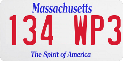 MA license plate 134WP3