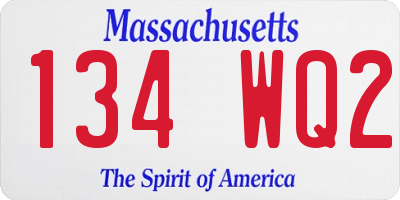 MA license plate 134WQ2