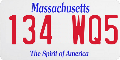 MA license plate 134WQ5