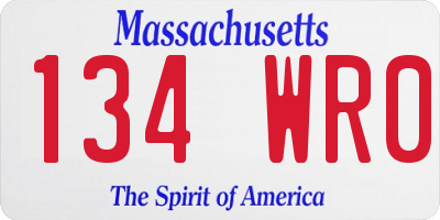 MA license plate 134WR0