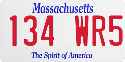 MA license plate 134WR5