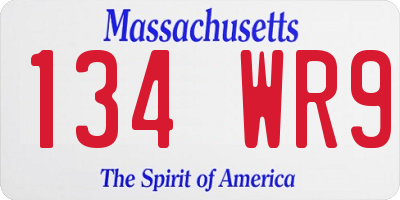 MA license plate 134WR9