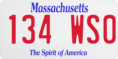 MA license plate 134WS0