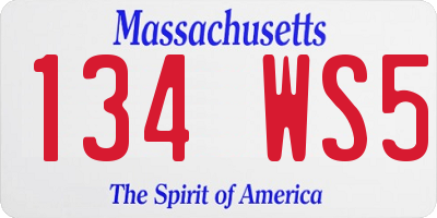 MA license plate 134WS5