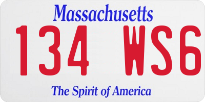 MA license plate 134WS6