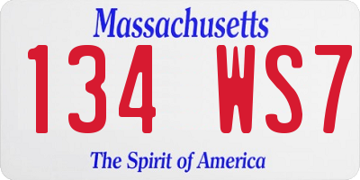 MA license plate 134WS7