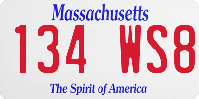 MA license plate 134WS8
