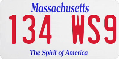 MA license plate 134WS9