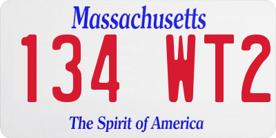 MA license plate 134WT2