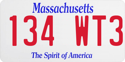 MA license plate 134WT3