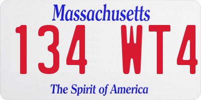 MA license plate 134WT4