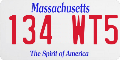 MA license plate 134WT5