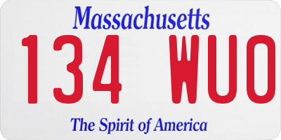 MA license plate 134WU0