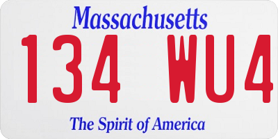 MA license plate 134WU4