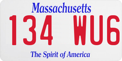 MA license plate 134WU6