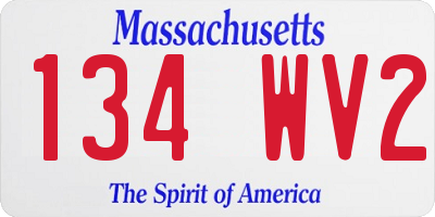 MA license plate 134WV2