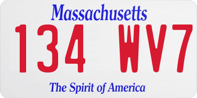 MA license plate 134WV7