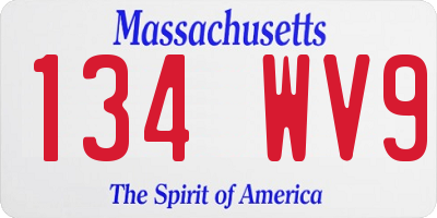 MA license plate 134WV9