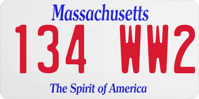 MA license plate 134WW2