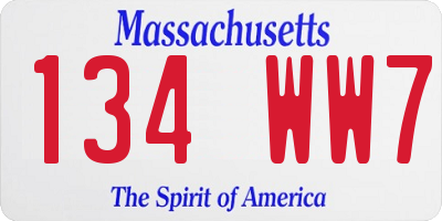 MA license plate 134WW7