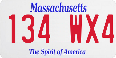 MA license plate 134WX4