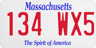 MA license plate 134WX5