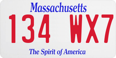 MA license plate 134WX7