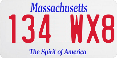 MA license plate 134WX8