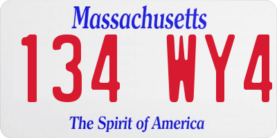 MA license plate 134WY4