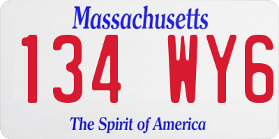 MA license plate 134WY6