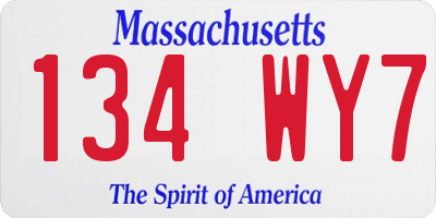 MA license plate 134WY7