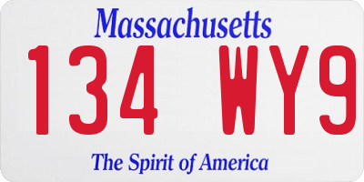 MA license plate 134WY9