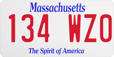MA license plate 134WZ0