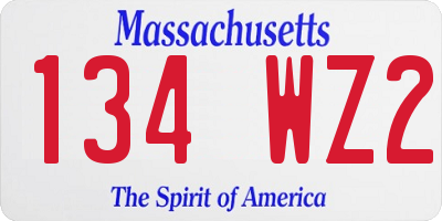 MA license plate 134WZ2