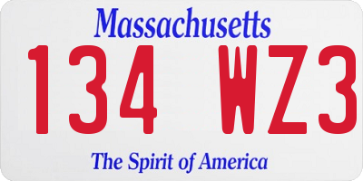 MA license plate 134WZ3