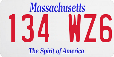 MA license plate 134WZ6