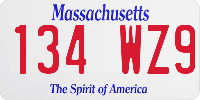 MA license plate 134WZ9