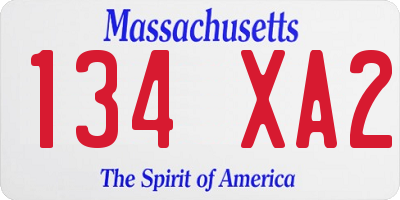 MA license plate 134XA2