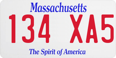 MA license plate 134XA5