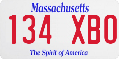 MA license plate 134XB0