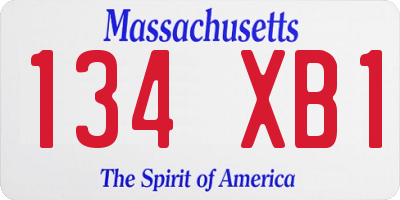 MA license plate 134XB1