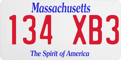 MA license plate 134XB3