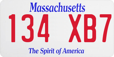 MA license plate 134XB7