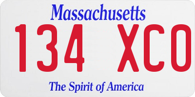 MA license plate 134XC0